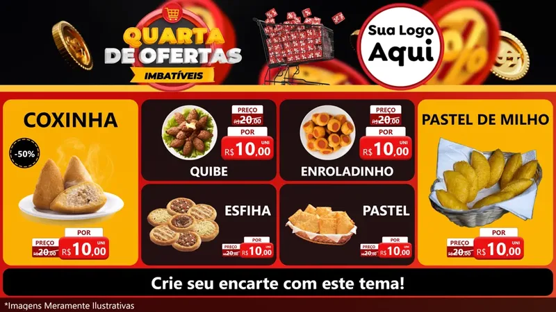 Modelo de TV para TV Horizontal com o tema Quarta de Ofertas Imbatíveis para Salgadaria
