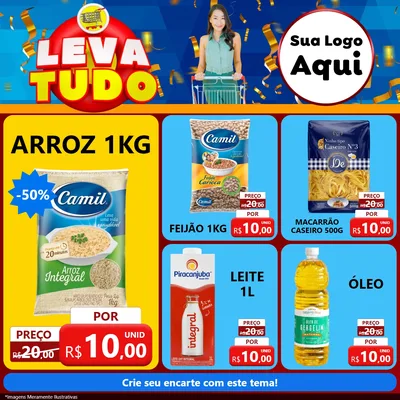Modelo de Rede Social para Feed Facebook com o tema Leva Tudo para Supermercado