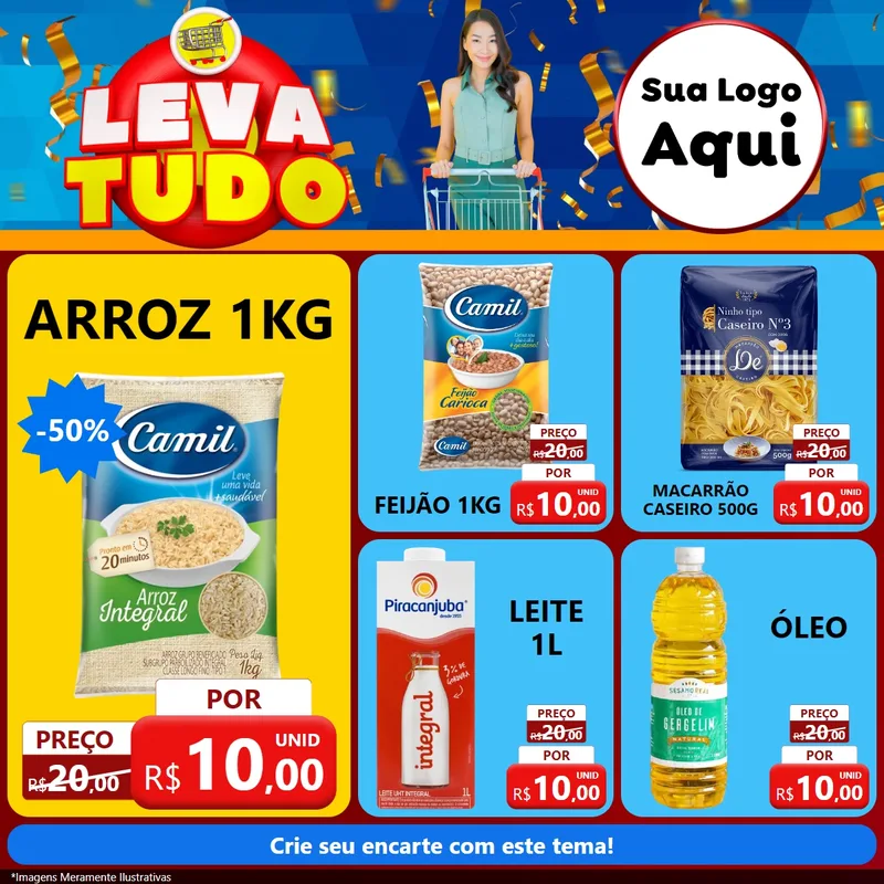 Modelo de Rede Social para Feed Facebook com o tema Leva Tudo para Supermercado
