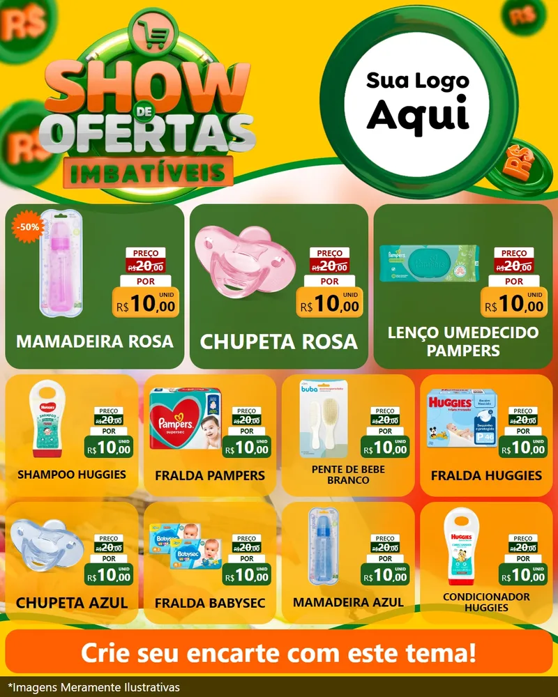 Modelo de Rede Social para Feed Instagram com o tema Show de Ofertas Imbatíveis para Bebês