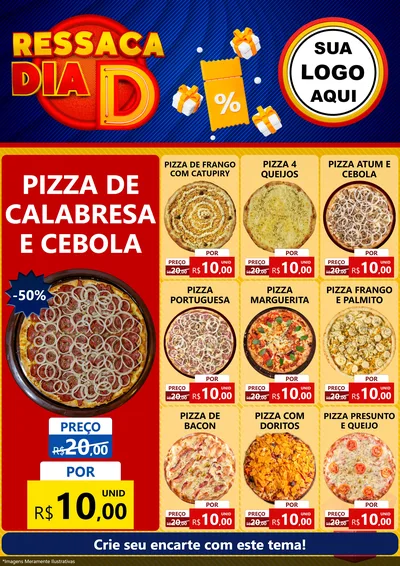 Modelo de Encarte para Encarte A4 Vertical com o tema Ressaca Dia D para Pizzaria