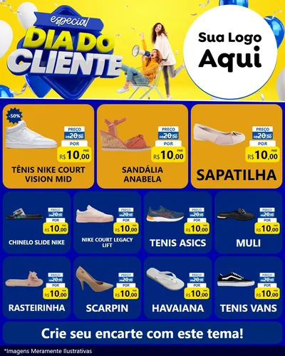 Modelo de Rede Social para Feed Instagram com o tema Especial Dia do Cliente para Calçados