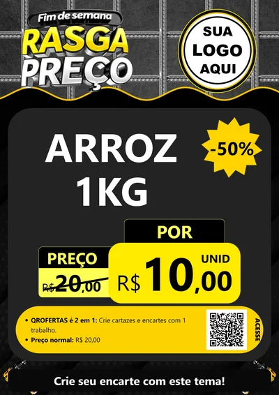 Modelo de Cartaz para Cartaz A4 Vertical com o tema Fim de Semana Rasga Preço para Supermercado
