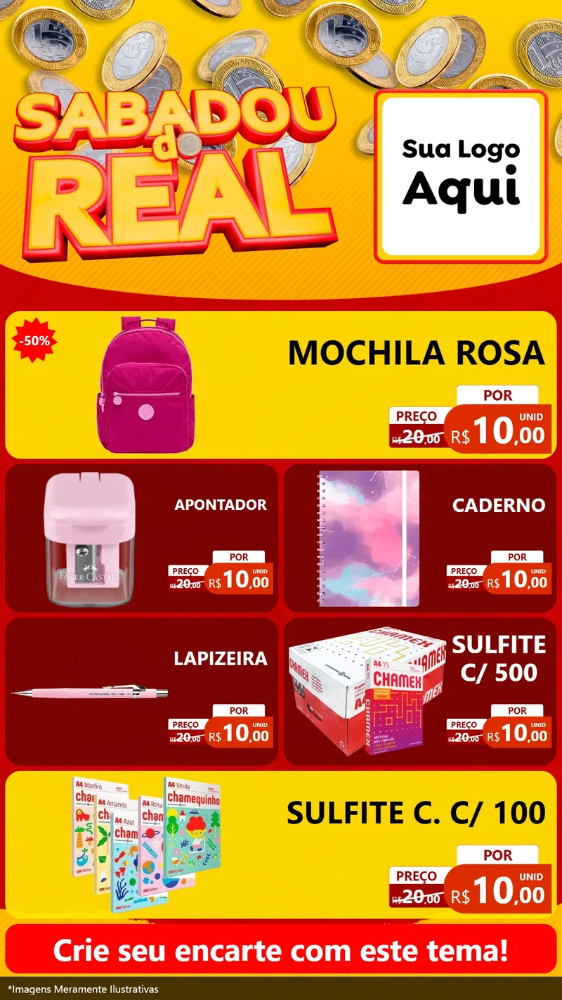 Modelo de TV para TV Vertical com o tema Sabadou do Real para Papelaria
