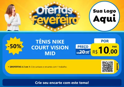 Modelo de Cartaz para Cartaz A4 Horizontal com o tema Ofertas de Fevereiro para Calçados
