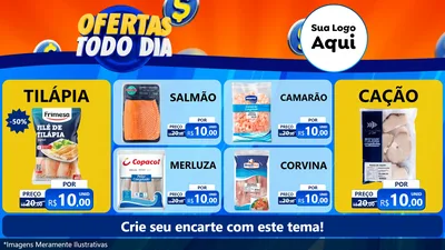 Modelo de TV para TV Horizontal com o tema Ofertas Todo Dia para Peixaria