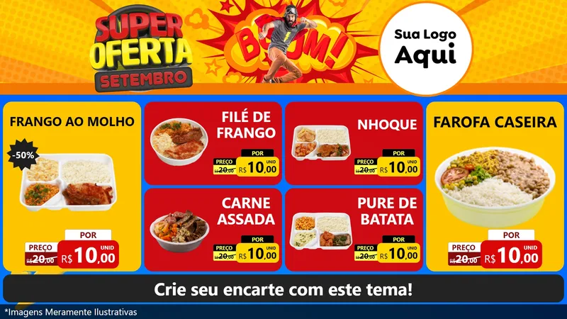 Modelo de TV para TV Horizontal com o tema Super Oferta Setembro para Restaurante