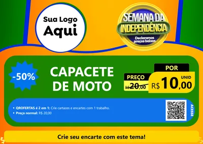 Modelo de Cartaz para Cartaz A4 Horizontal com o tema Semana da Independência Declaramos Preços Baixos para Moto peças