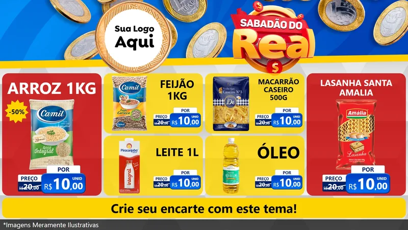 Modelo de TV para TV Horizontal com o tema Sabadão do Real para Supermercado