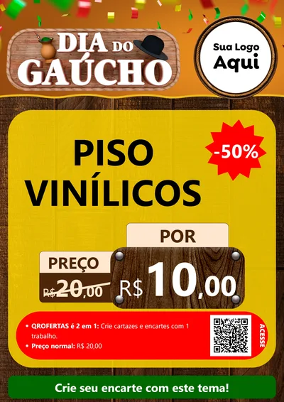 Modelo de Cartaz para Cartaz A4 Vertical com o tema Dia do Gaúcho para Material para Construção