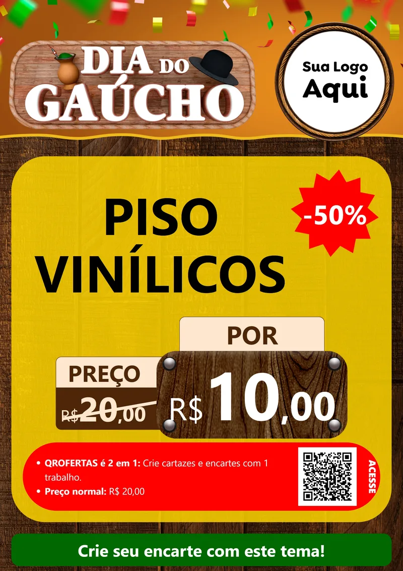 Modelo de Cartaz para Cartaz A4 Vertical com o tema Dia do Gaúcho para Material para Construção