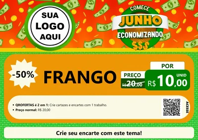 Modelo de Cartaz para Cartaz A4 Horizontal com o tema Comece Junho Economizando para Assados