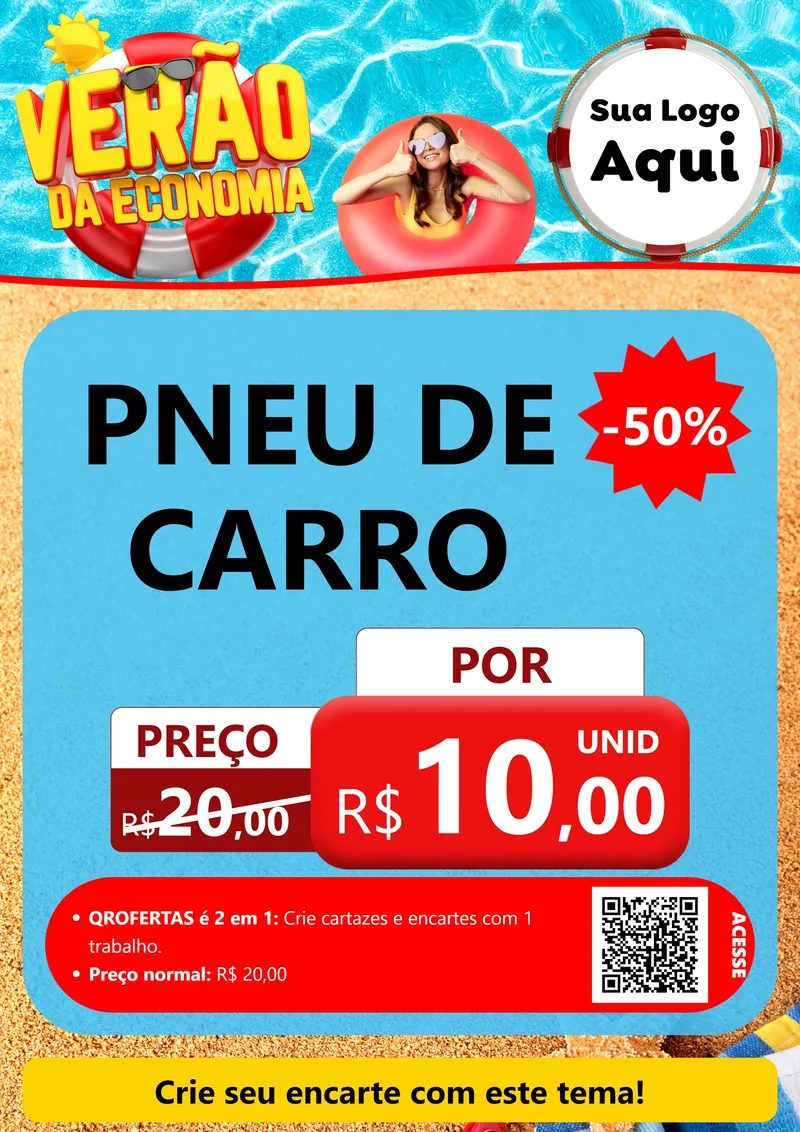 Modelo de Cartaz para Cartaz A4 Vertical com o tema Verão da Economia para Auto peças