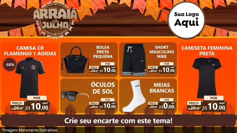 Modelo de TV para TV Horizontal com o tema Arraiá de Julho - Junina para Roupas e acessórios