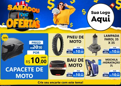 Modelo de Encarte para Encarte A4 Horizontal com o tema Sabadou de Ofertas para Moto peças