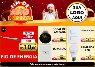 Modelo de Encarte para Encarte A4 Horizontal com o tema Fim de Ano Premiado para Materiais Elétricos
