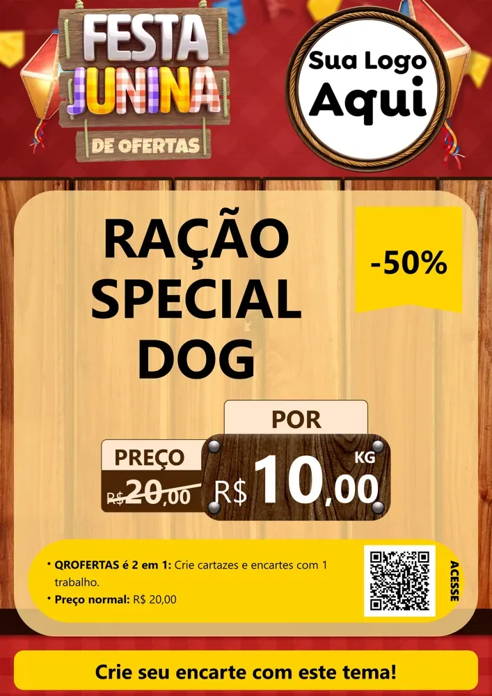 Modelo de Cartaz para Cartaz A4 Vertical com o tema Festa Junina de Ofertas para Pet Shop