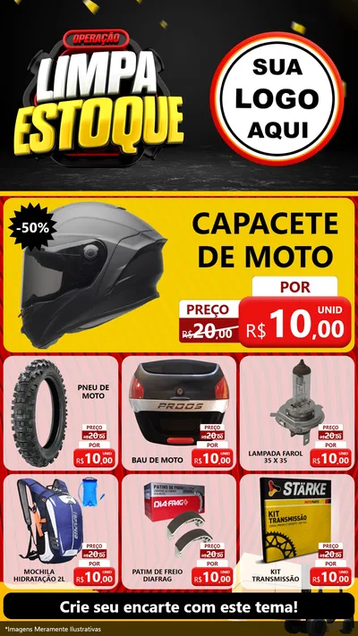 Modelo de Rede Social para Stories com o tema Operação Limpa Estoque para Moto peças