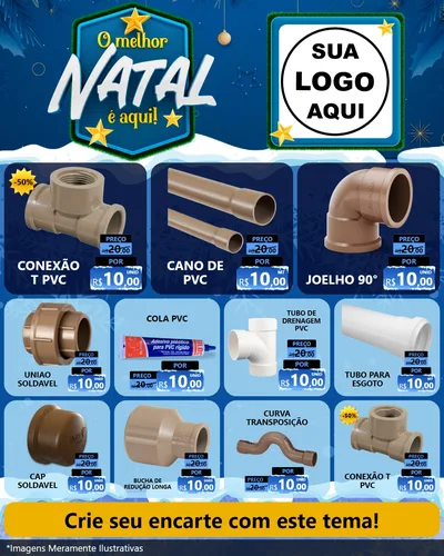 Modelo de Rede Social para Feed Instagram com o tema O Melhor Natal É Aqui! para Tubos e conexões