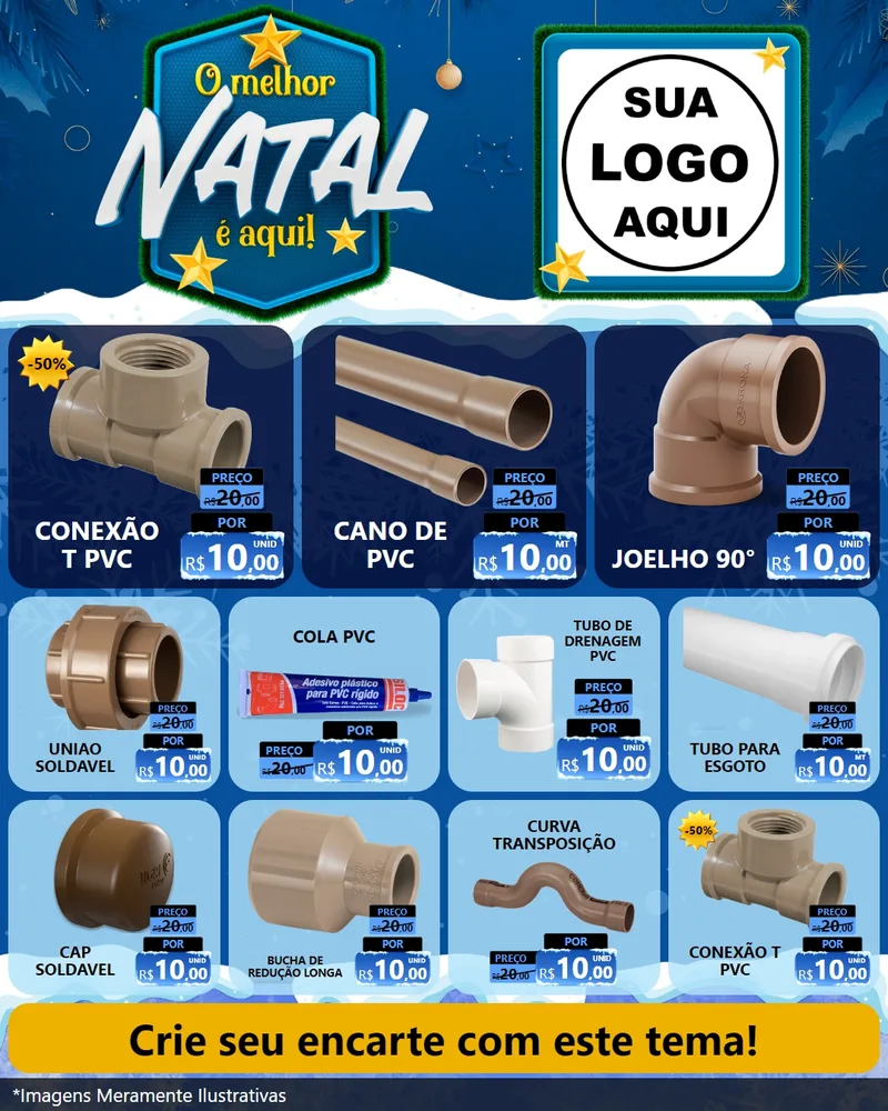 Modelo de Rede Social para Feed Instagram com o tema O Melhor Natal É Aqui! para Tubos e conexões