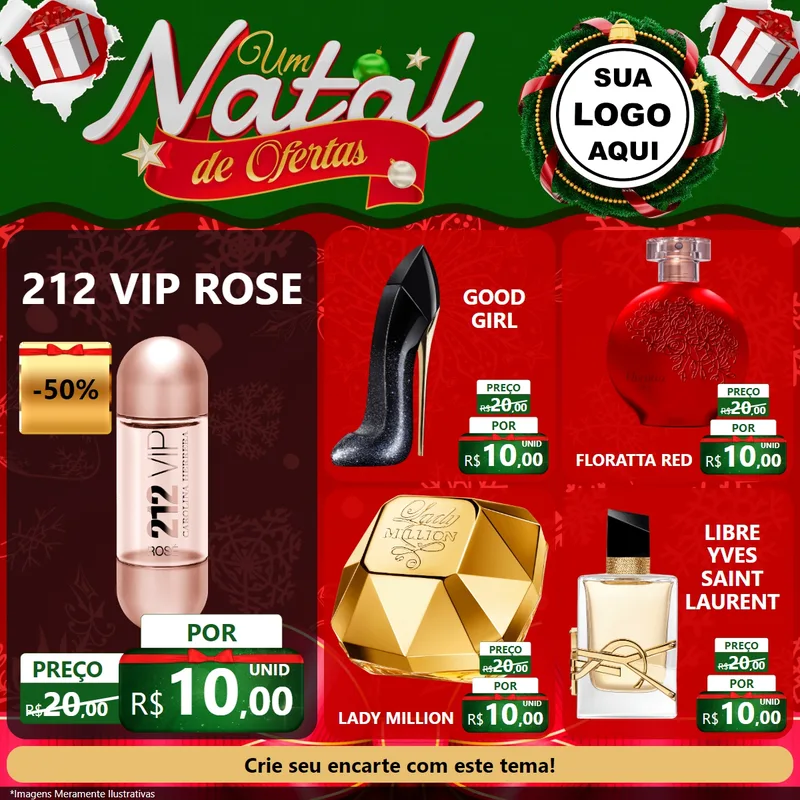 Modelo de Rede Social para Feed Facebook com o tema Um Natal de Ofertas para Perfumes