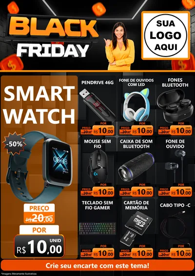 Modelo de Encarte para Encarte A4 Vertical com o tema Black Friday para Informática