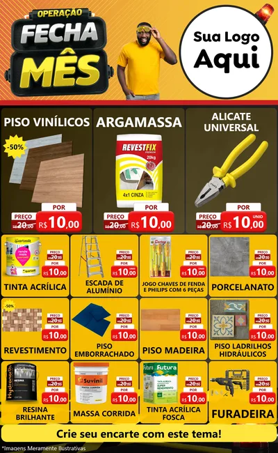 Modelo de Encarte para Encarte Grande com o tema Operação Fecha Mês para Material para Construção