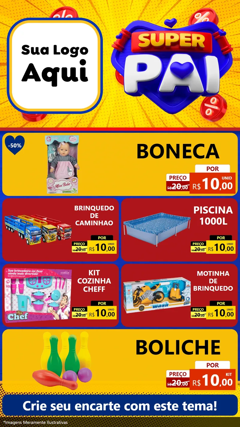 Modelo de TV para TV Vertical com o tema Super Pai para Brinquedos