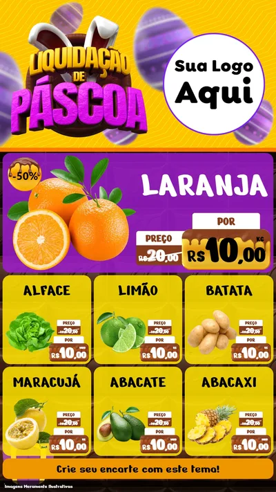 Modelo de Rede Social para Stories com o tema Liquidação de Páscoa para Hortifrúti