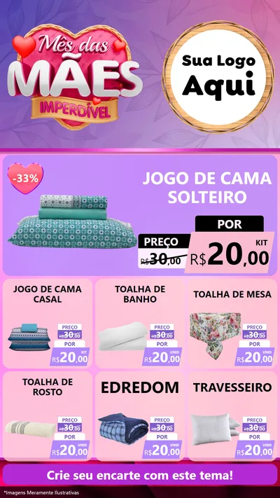 Modelo de Rede Social para Stories com o tema Mês das Mães Imperdível para Cama, Mesa e Banho