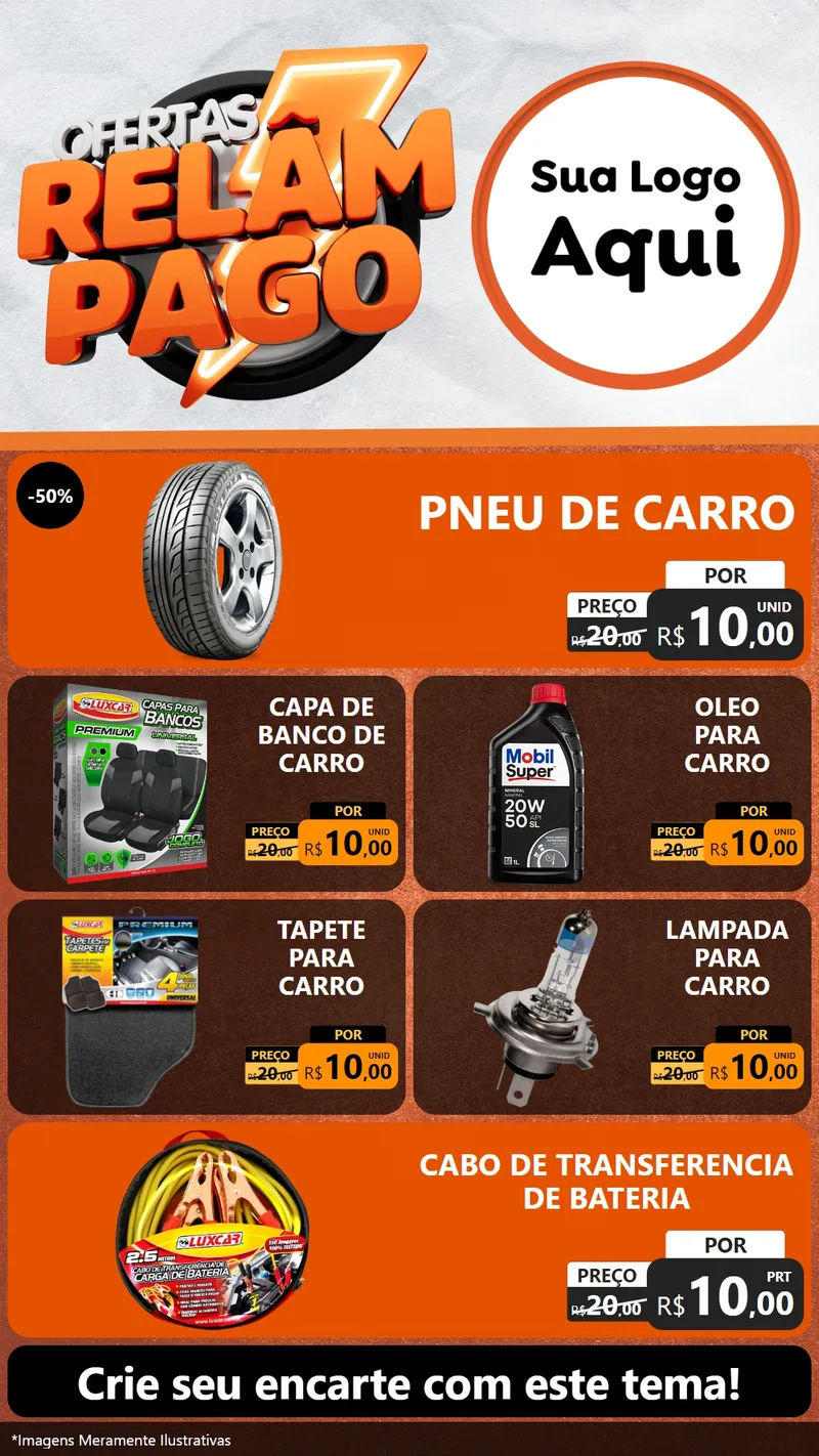 Modelo de TV para TV Vertical com o tema Ofertas Relâmpago - Moto / Auto para Auto peças