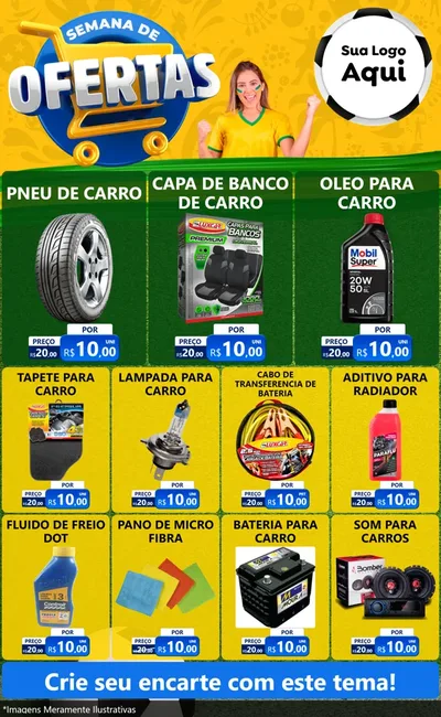 Modelo de Encarte para Encarte Grande com o tema Semana de Ofertas - Copa para Auto peças