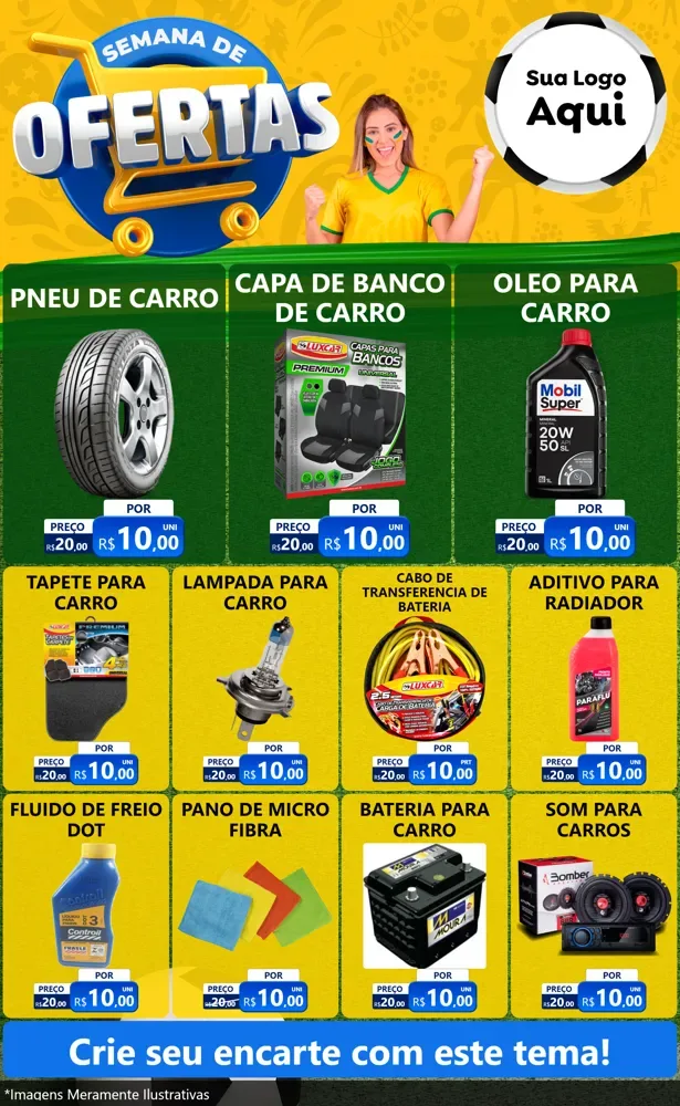 Modelo de Encarte para Encarte Grande com o tema Semana de Ofertas - Copa para Auto peças