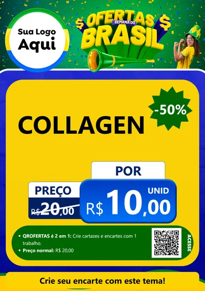 Modelo de Cartaz para Cartaz A4 Vertical com o tema Ofertas Semana do Brasil para Suplementos alimentares