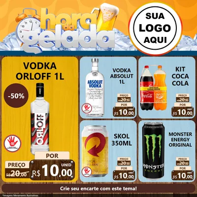 Modelo de Rede Social para Feed Facebook com o tema Hora da Gelada para Distribuidora de bebidas