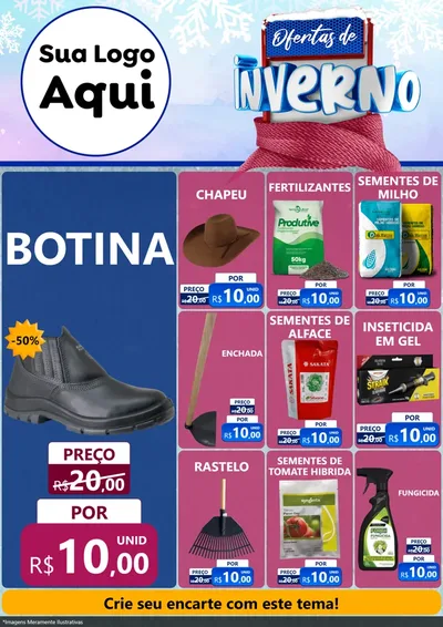 Modelo de Encarte para Encarte A4 Vertical com o tema Ofertas de Inverno para Agropecuária
