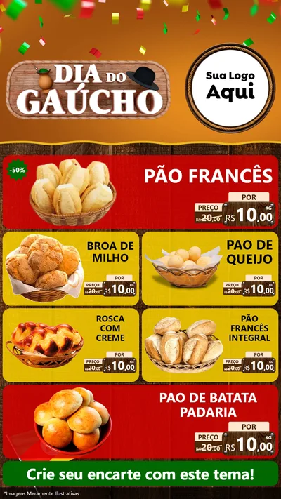 Modelo de TV para TV Vertical com o tema Dia do Gaúcho para Padaria