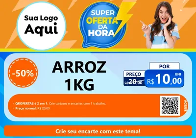 Modelo de Cartaz para Cartaz A4 Horizontal com o tema Super Oferta da Hora para Supermercado