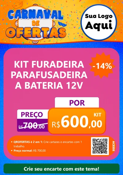 Modelo de Cartaz para Cartaz A4 Vertical com o tema Carnaval de Ofertas para Maquinas e Ferramentas