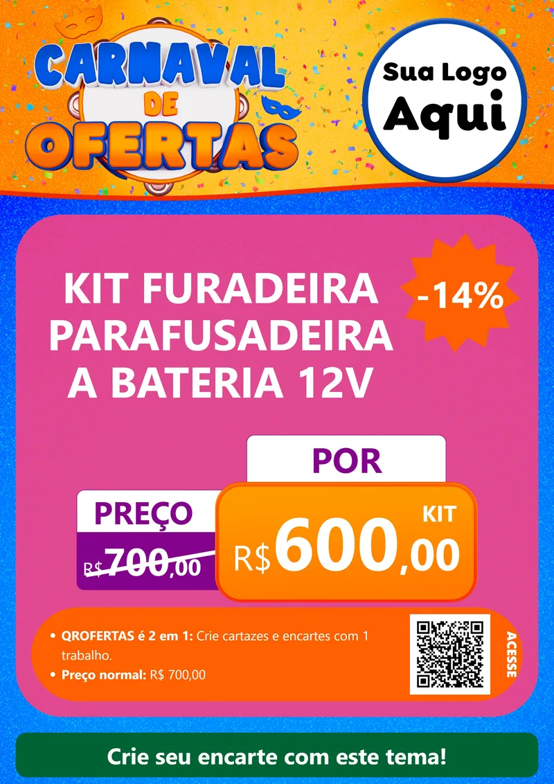 Modelo de Cartaz para Cartaz A4 Vertical com o tema Carnaval de Ofertas para Maquinas e Ferramentas