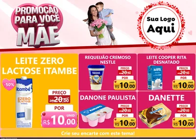 Modelo de Encarte para Encarte A4 Horizontal com o tema Promoção Para Você Mãe para Frios e Laticínios