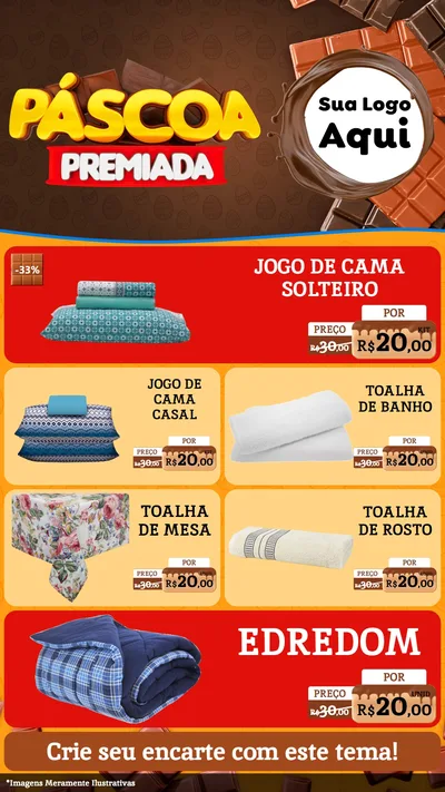 Modelo de TV para TV Vertical com o tema Páscoa Premiada para Cama, Mesa e Banho
