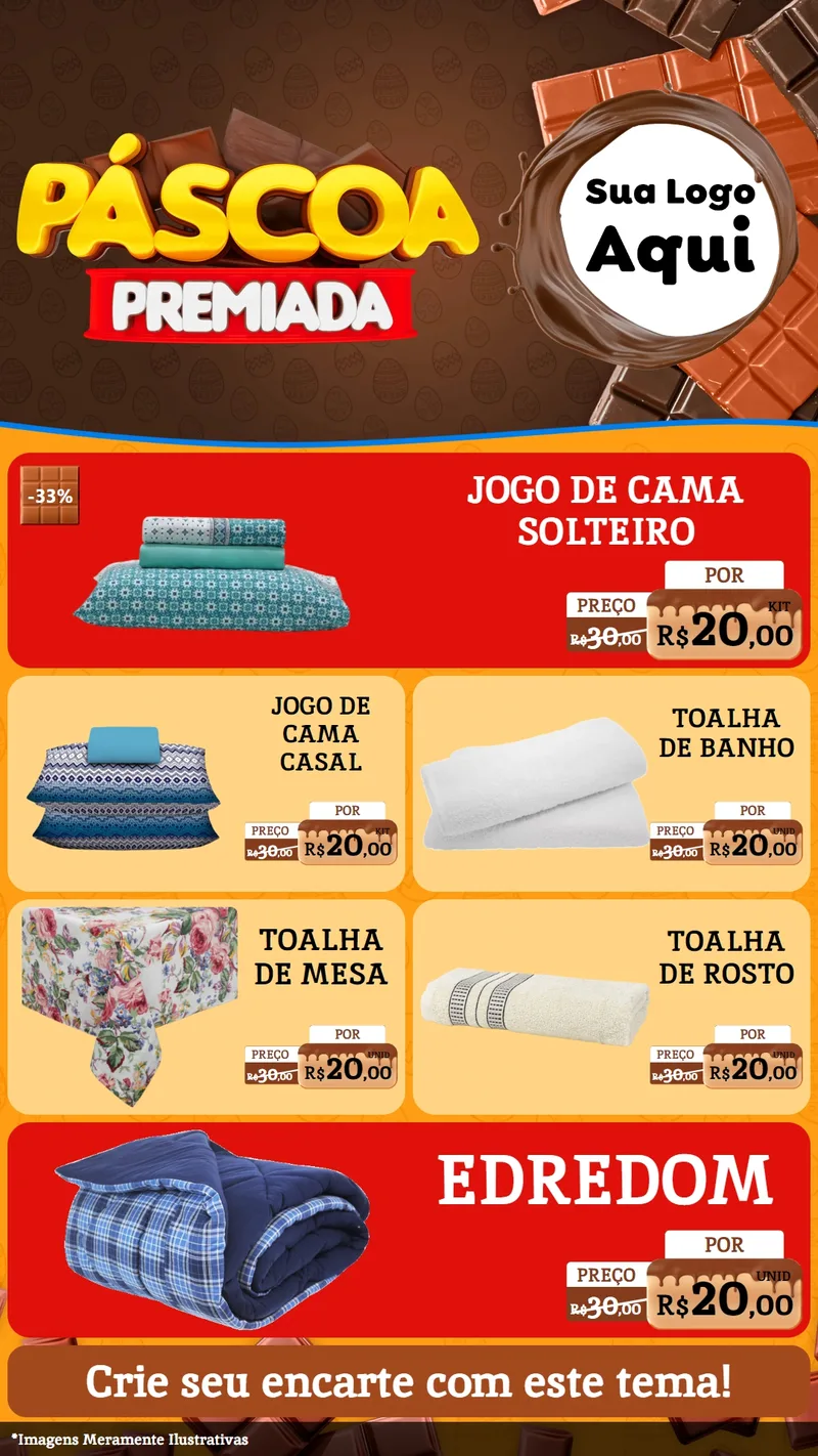 Modelo de TV para TV Vertical com o tema Páscoa Premiada para Cama, Mesa e Banho