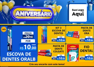 Modelo de Encarte para Encarte A4 Horizontal com o tema Aniversário para Higiene Pessoal
