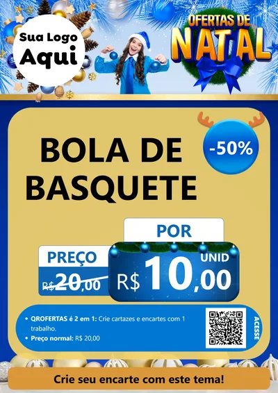 Modelo de Cartaz para Cartaz A4 Vertical com o tema Ofertas de Natal para Artigos Esportivos