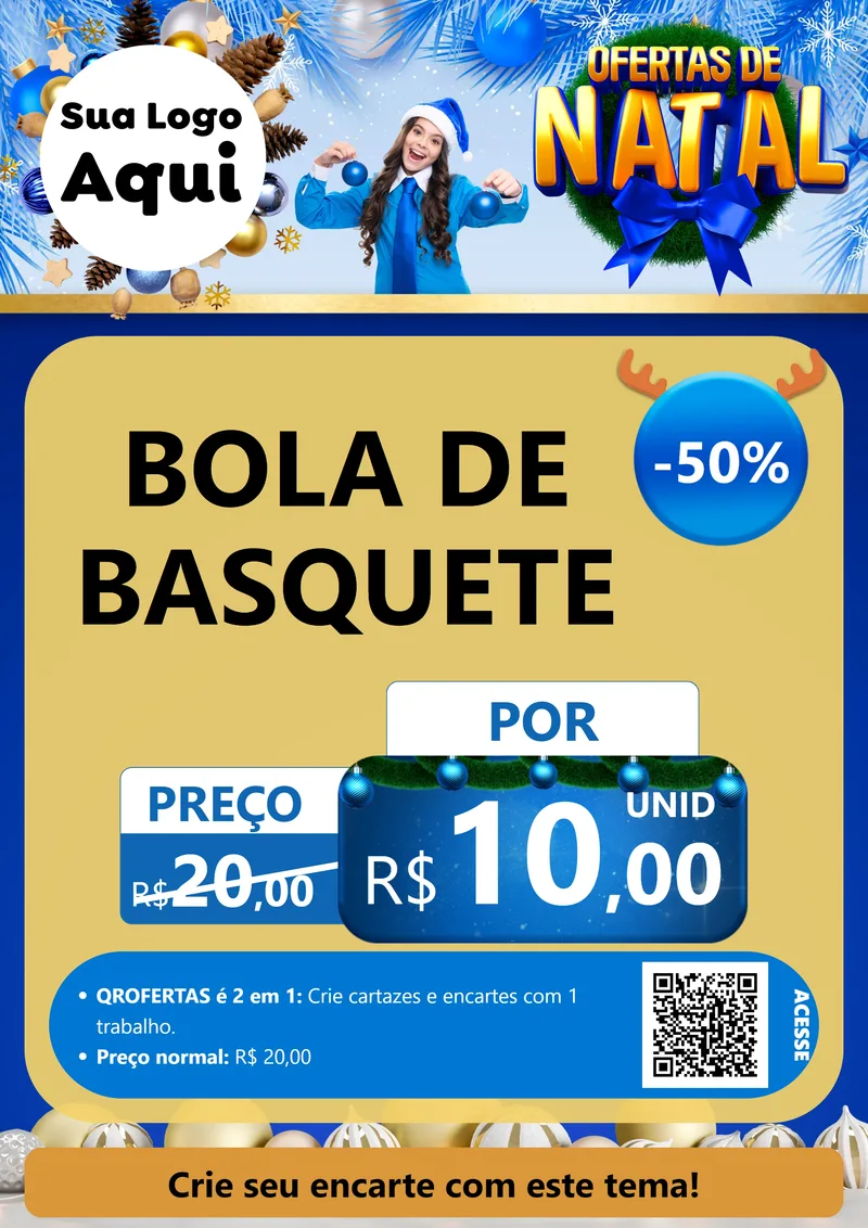 Modelo de Cartaz para Cartaz A4 Vertical com o tema Ofertas de Natal para Artigos Esportivos