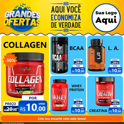 Modelo de Rede Social para Feed Facebook com o tema Grandes Ofertas para Suplementos alimentares