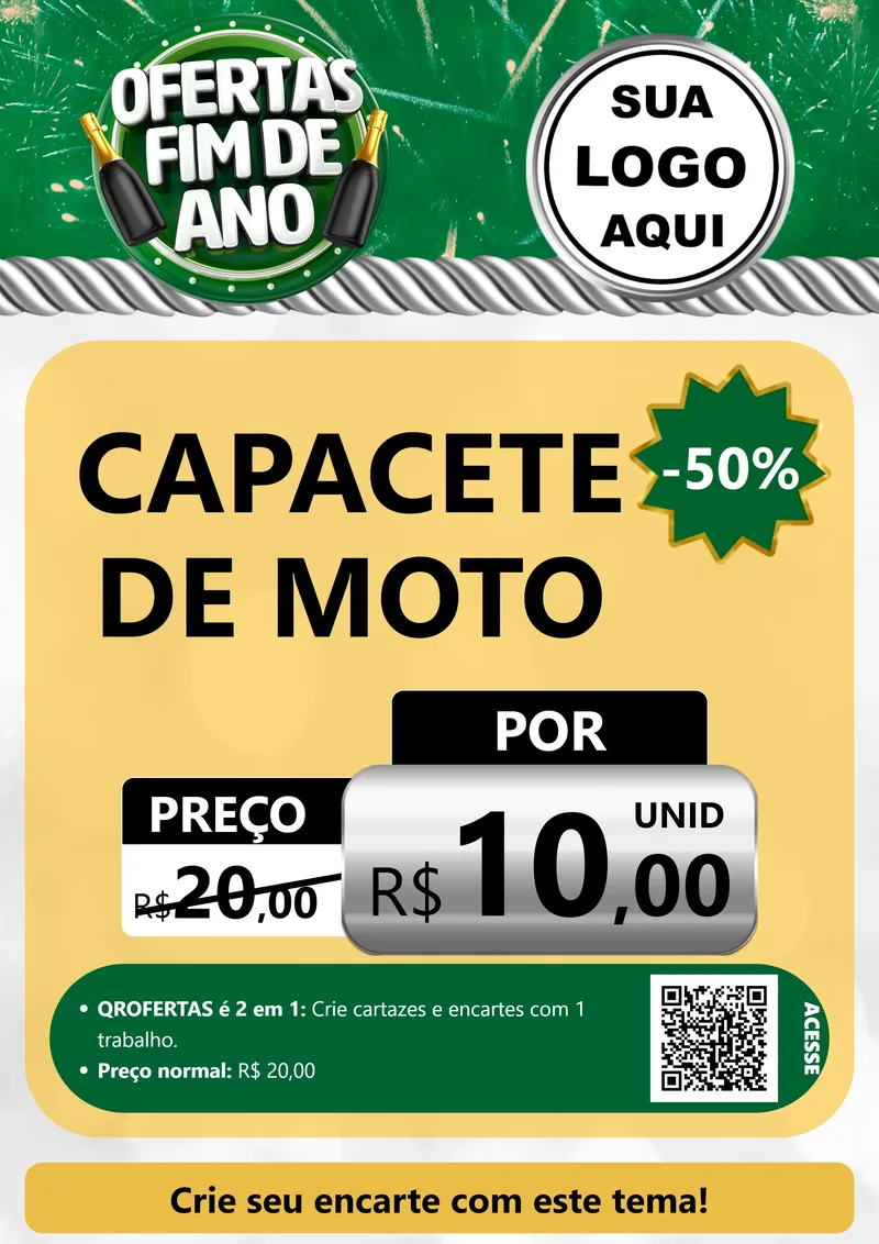 Modelo de Cartaz para Cartaz A4 Vertical com o tema Ofertas Fim de Ano para Moto peças