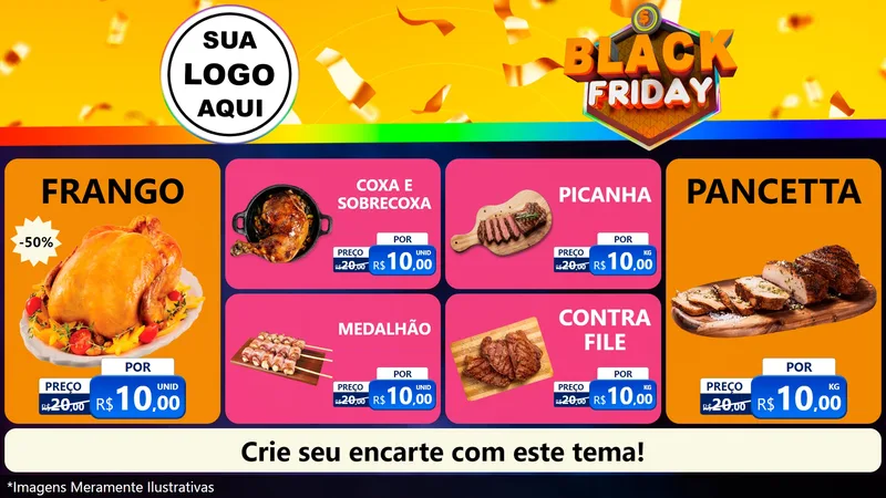 Modelo de TV para TV Horizontal com o tema Black Friday para Assados