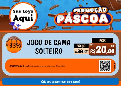 Modelo de Cartaz para Cartaz A4 Horizontal com o tema Promoção Páscoa para Cama, Mesa e Banho